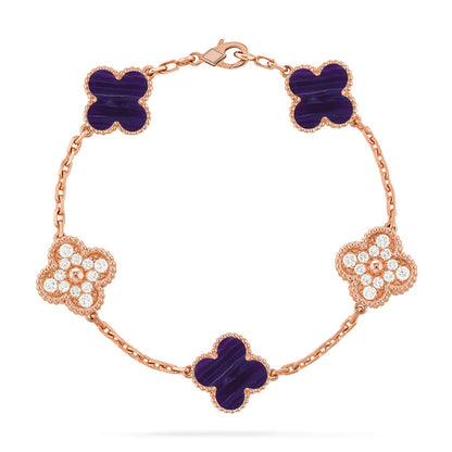 [Polaidi Jewelry]CLOVER 5 MOTIF PURPLE STRIPES BRACELET COLLECTION