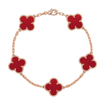 [Polaidi Jewelry] CLOVER 5 MOTIF RED CORNELIAN BRACELET COLLECTION