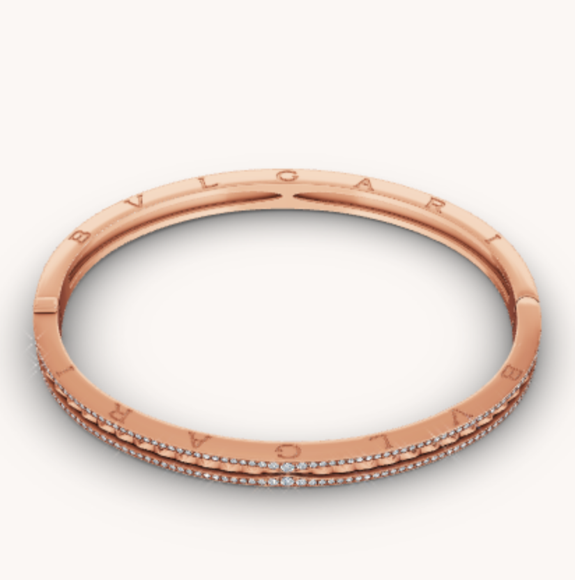[：Polaidi]ZERO 1 SPIRAL AND PAVED DIAMOND PINK GOLD BRACELET