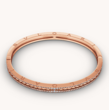 [：Polaidi]ZERO 1 SPIRAL AND PAVED DIAMOND PINK GOLD BRACELET