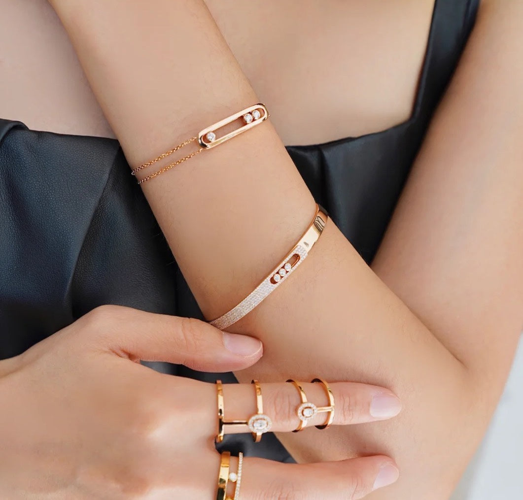 [Polaidi Jewelry]Move Noa Rose Gold Pav¨¦ Diamond Bangle Bracelet