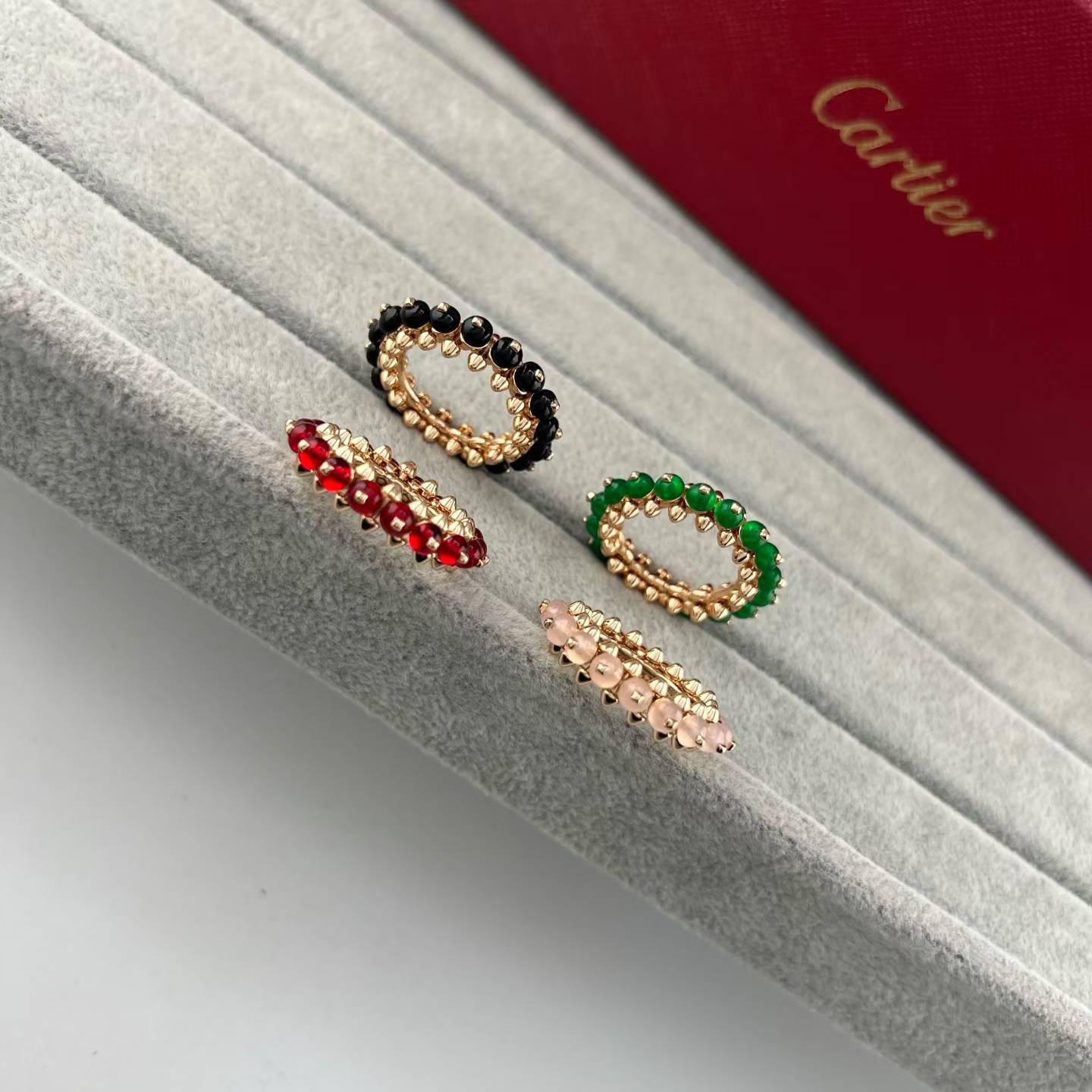 [：Polaidi Jewelry]ローズゴールド グリーンアゲート リベットリング アジア限定エディション