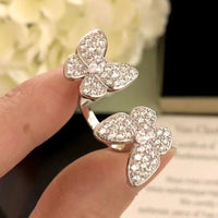 [Perlaura Jewelry ]TWIN SILVER BUTTERFLY DIAMOND RING