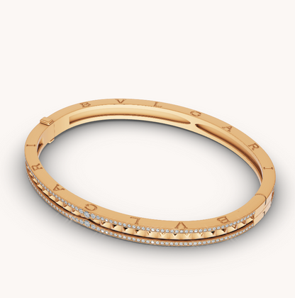 [：Polaidi]ZERO 1 SPIRAL AND PAVED DIAMOND GOLD BRACELET