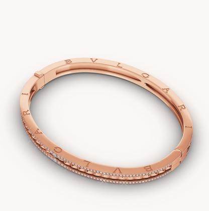 [：Polaidi]ZERO 1 SPIRAL AND PAVED DIAMOND PINK GOLD BRACELET