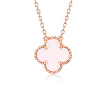 [：Polaidi Jewelry]クローバー 15mm ピンク マザーオブパール 一粒 ネックレス