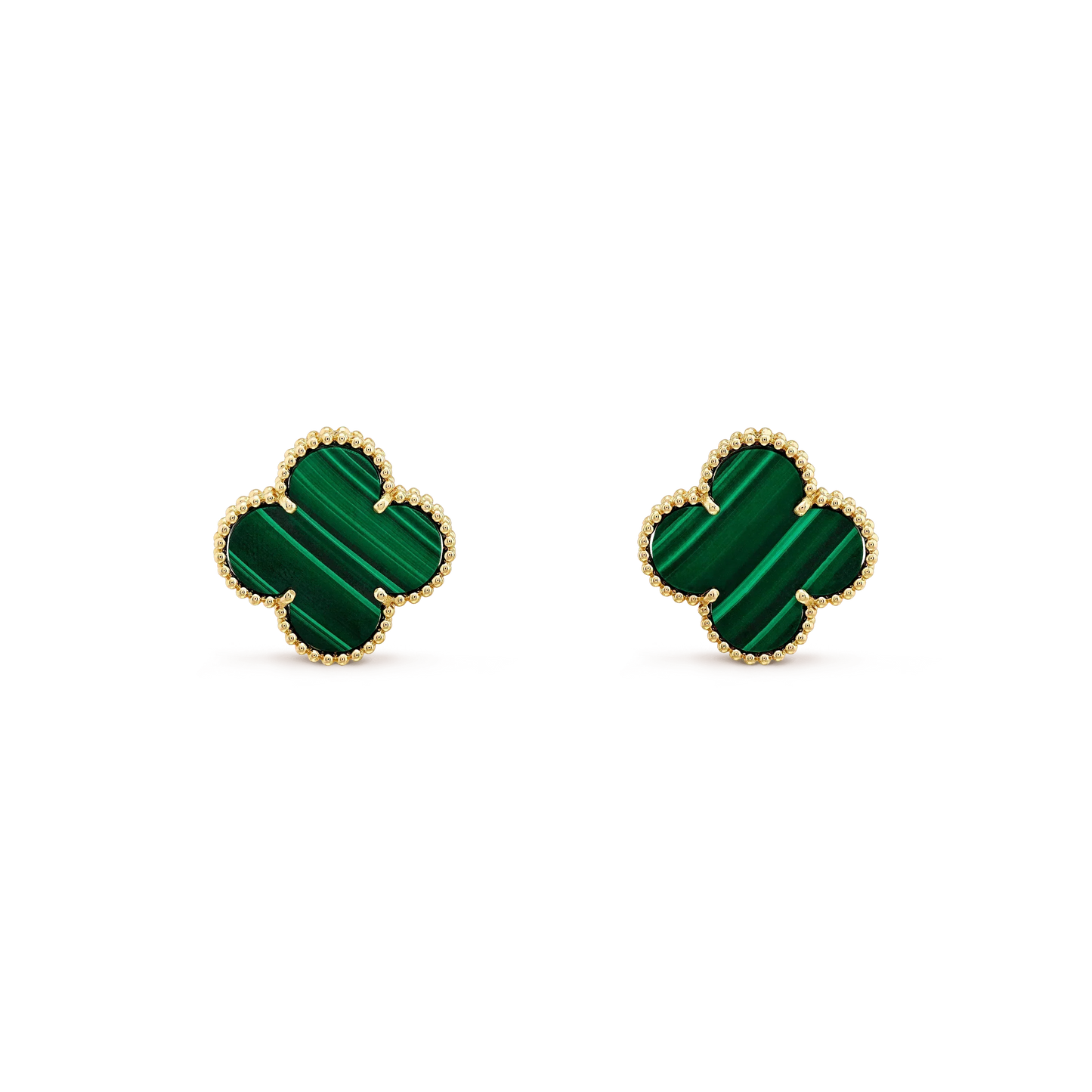 [：Polaidi Jewelry]CLOVER MINI 9.5MM MALACHITE  EARRINGS