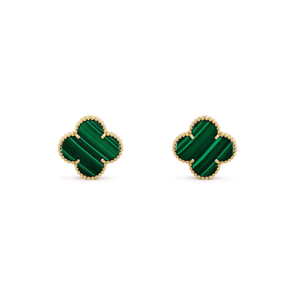 [：Polaidi Jewelry]CLOVER MINI 9.5MM MALACHITE  EARRINGS