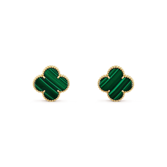 [：Polaidi Jewelry]CLOVER MINI 9.5MM MALACHITE  EARRINGS