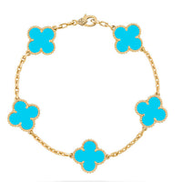 [Perlaura Jewelry ]CLOVER 5 MOTIFS TURQUOISE BRACELET