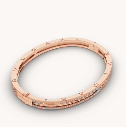 [：Polaidi]ZERO 1 SPIRAL AND PAVED DIAMOND PINK GOLD BRACELET