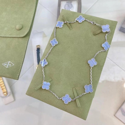 [Polaidi Jewelry]CLOVER 10 MOTIFS PURPLE CHALCEDONY NECKLACE