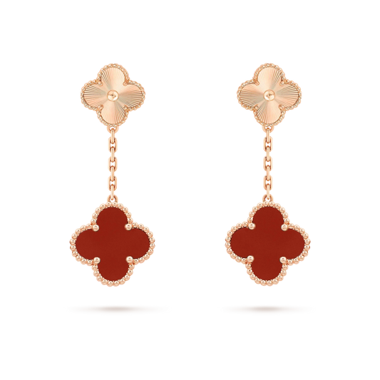[：Polaidi Jewelry]CLOVER 2 MOTIF  LASER CARNELIAN EARRINGS