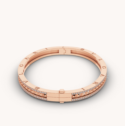 [：Polaidi]ZERO 1 SPIRAL AND PAVED DIAMOND PINK GOLD BRACELET