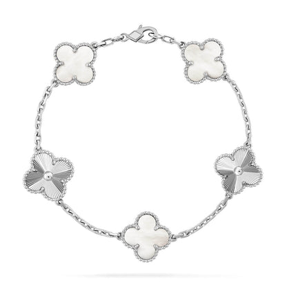 [Polaidi Jewelry]CLOVER WHITE PEARL MOP 5 MOTIF BRACELET COLLECTION