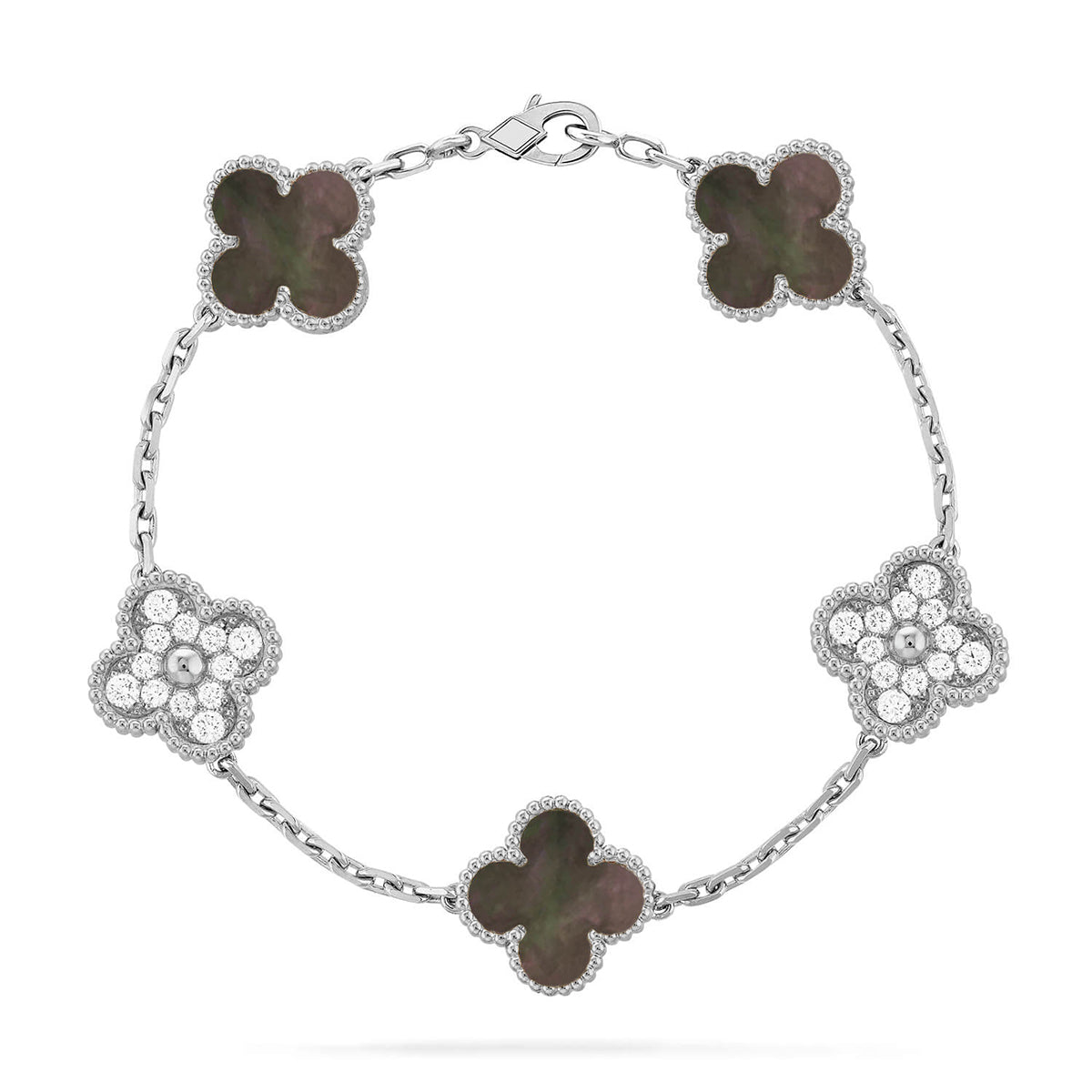 [Polaidi Jewelry] クローバー 5モチーフ グレーマザーオブパール ブレスレットコレクション