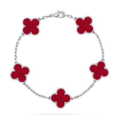 [Polaidi Jewelry] CLOVER 5 MOTIF RED CORNELIAN BRACELET COLLECTION