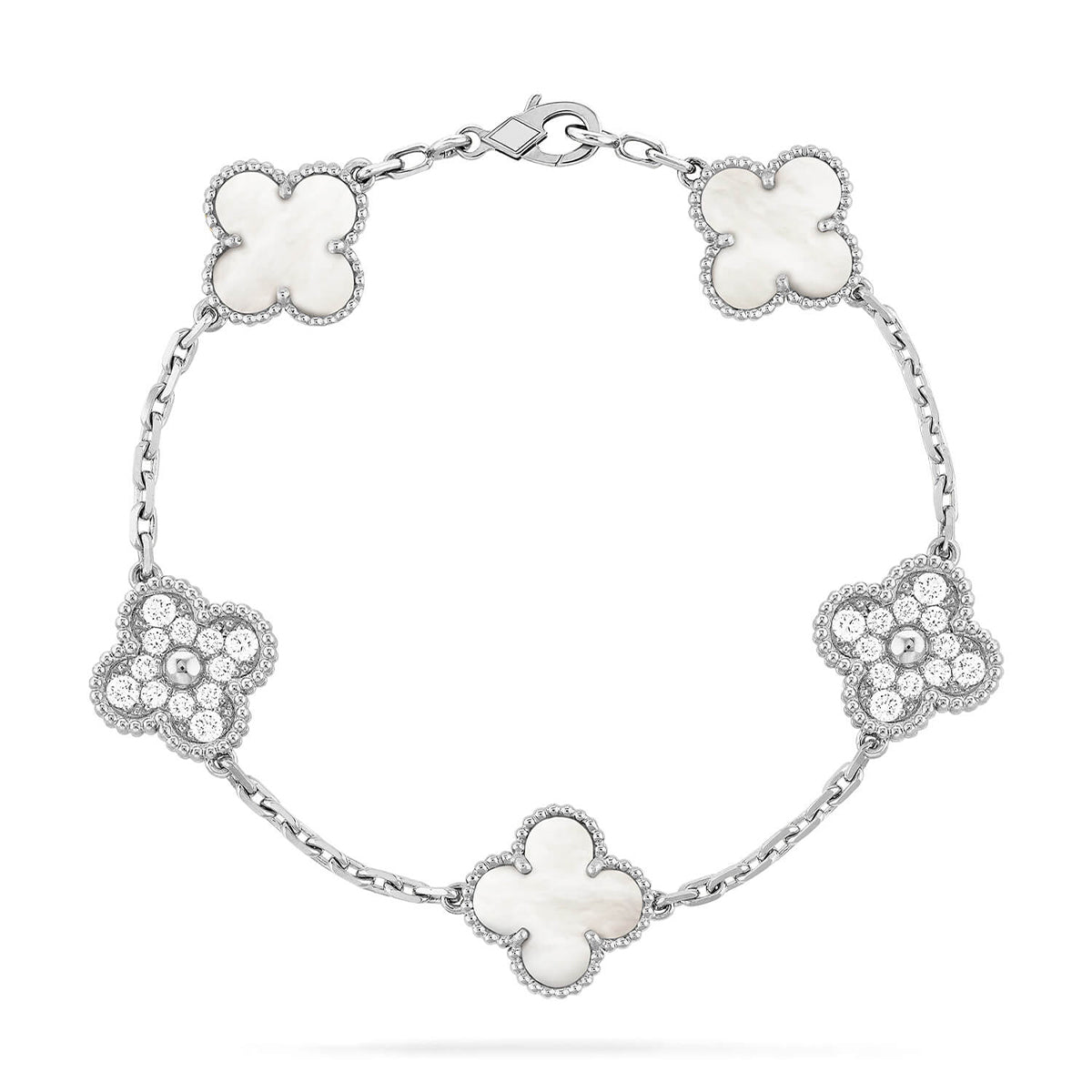 [Polaidi Jewelry]CLOVER WHITE PEARL MOP 5 MOTIF BRACELET COLLECTION