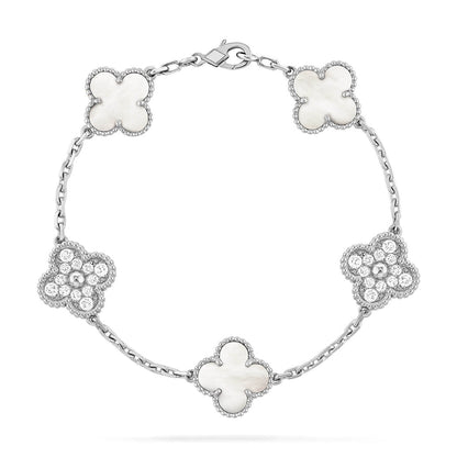 [Polaidi Jewelry]CLOVER WHITE PEARL MOP 5 MOTIF BRACELET COLLECTION