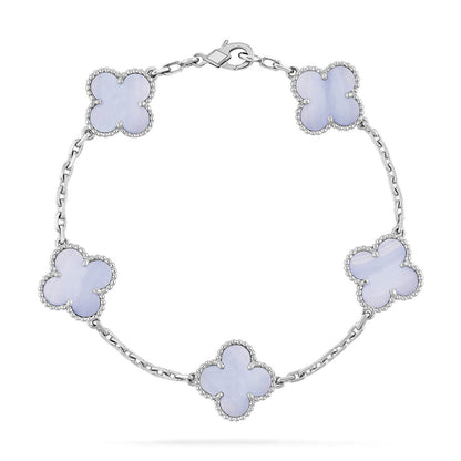 [Polaidi Jewelry] CLOVER 5 MOTIF PURPLE CHALCEDONY BRACELET COLLECTION