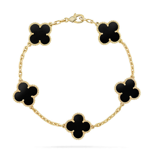 [Polaidi Jewelry] CLOVER 5 MOTIF ONYXS BRACELET COLLECTION