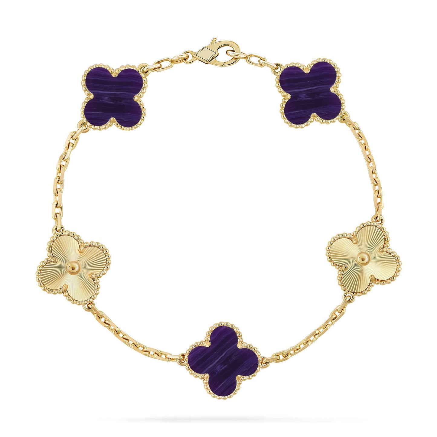 [Polaidi Jewelry]CLOVER 5 MOTIF PURPLE STRIPES BRACELET COLLECTION