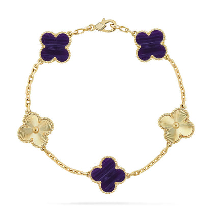 [Polaidi Jewelry]CLOVER 5 MOTIF PURPLE STRIPES BRACELET COLLECTION