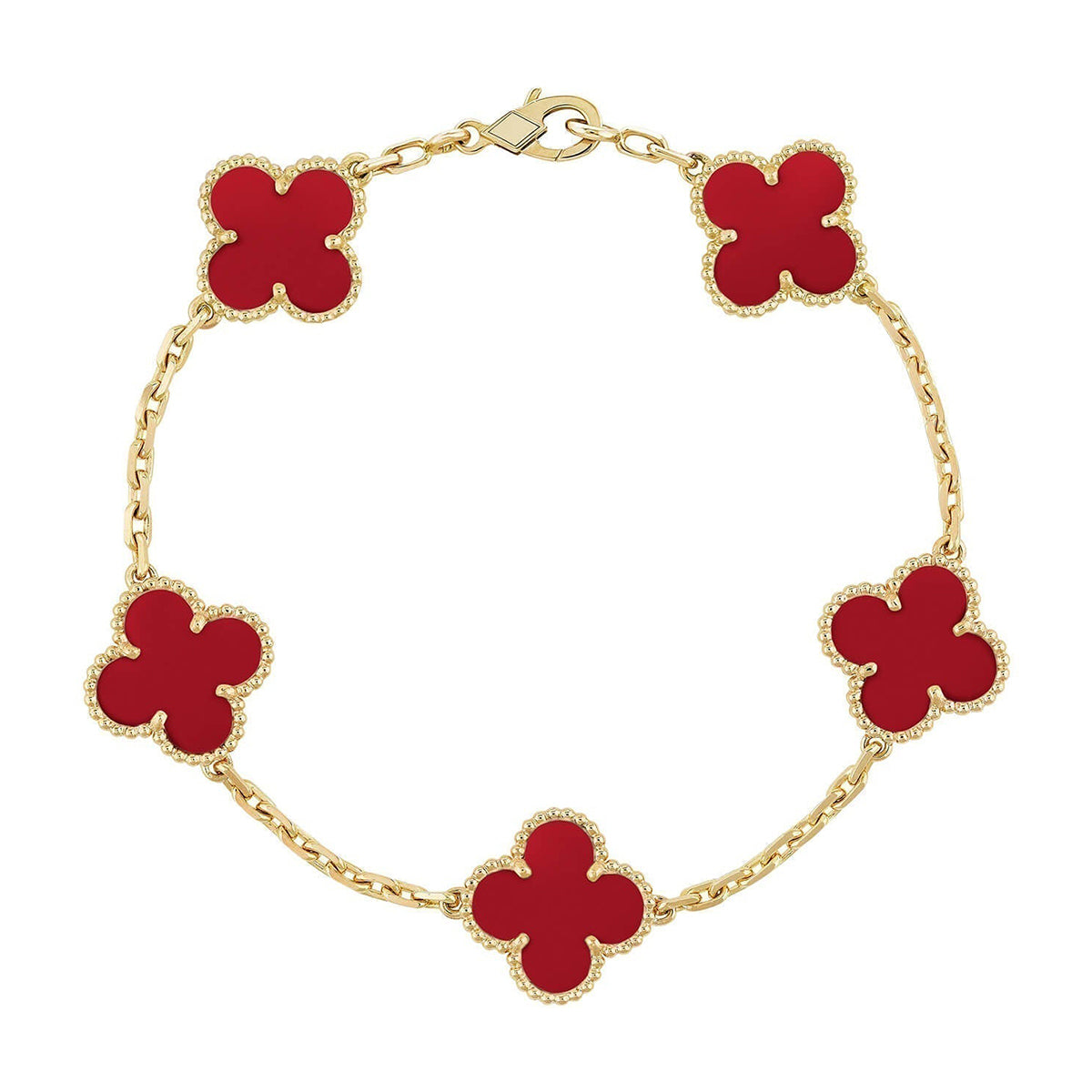 [Polaidi Jewelry] CLOVER 5 MOTIF RED CORNELIAN BRACELET COLLECTION