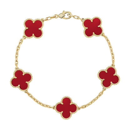 [Polaidi Jewelry] CLOVER 5 MOTIF RED CORNELIAN BRACELET COLLECTION