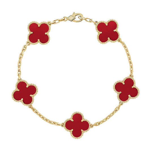 [Polaidi Jewelry] CLOVER 5 MOTIF RED CORNELIAN BRACELET COLLECTION