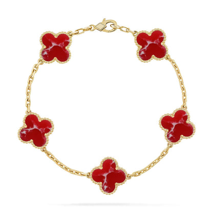 [Polaidi Jewelry]CLOVER 5 MOTIF RED PATTERN BRACELET COLLECTION