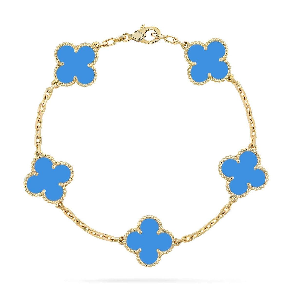 [Polaidi Jewelry] クローバー5モチーフ ブルーアゲート ブレスレット コレクション