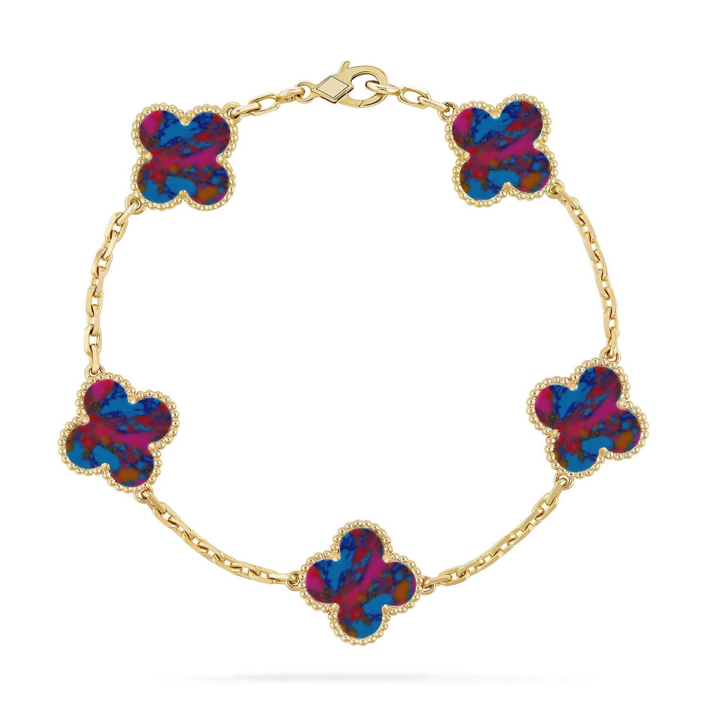 [Polaidi Jewelry]CLOVER 5 MOTIF COLOR GEMSTONES BRACELET COLLECTION