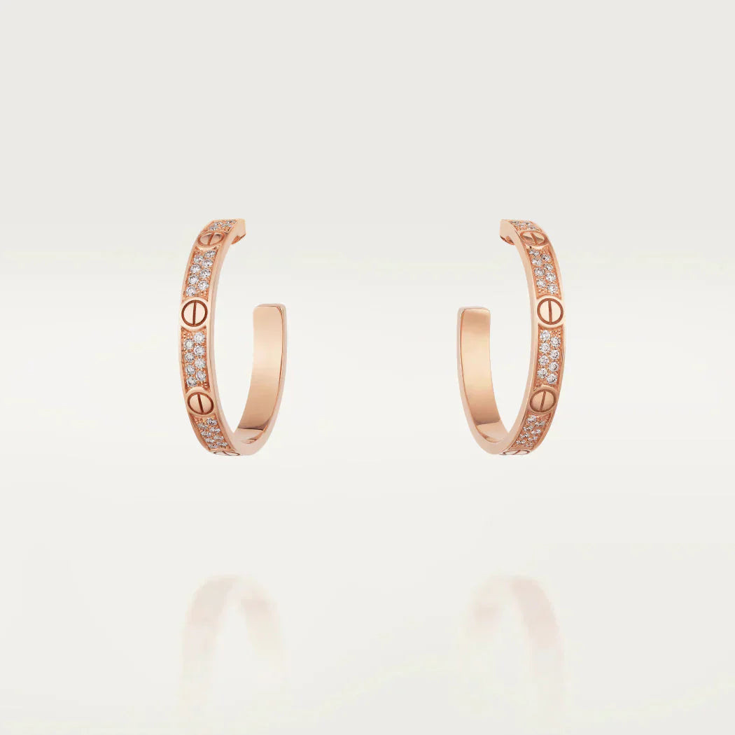 [：Polaidi Jewelry]LOVE DIAMOND PINK GOLD HOOP EARRINGS