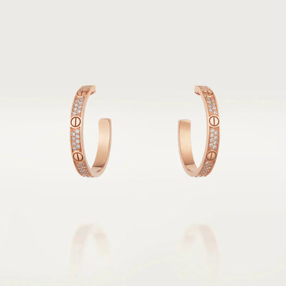 [：Polaidi Jewelry]LOVE DIAMOND PINK GOLD HOOP EARRINGS
