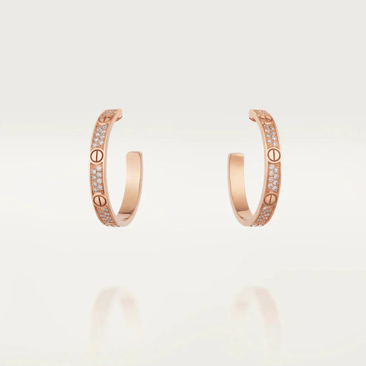 [Polaidi Jewelry]LOVE DIAMOND PINK GOLD HOOP EARRINGS