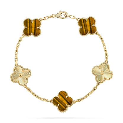[Polaidi Jewelry] CLOVER 5 MOTIFS TIGER EYE BRACELET COLLECTION