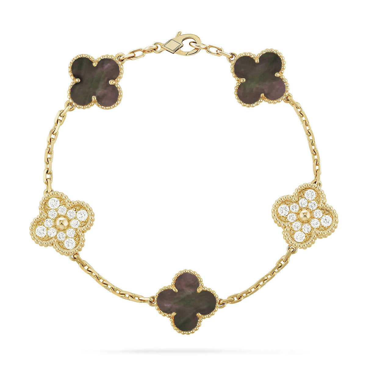 [Polaidi Jewelry] クローバー 5モチーフ グレーマザーオブパール ブレスレットコレクション