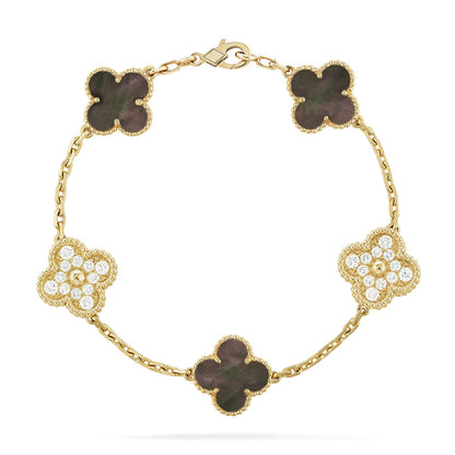 [Polaidi Jewelry] クローバー 5モチーフ グレーマザーオブパール ブレスレットコレクション
