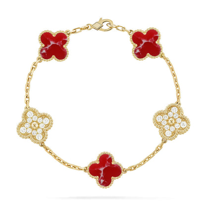 [Polaidi Jewelry]CLOVER 5 MOTIF RED PATTERN BRACELET COLLECTION