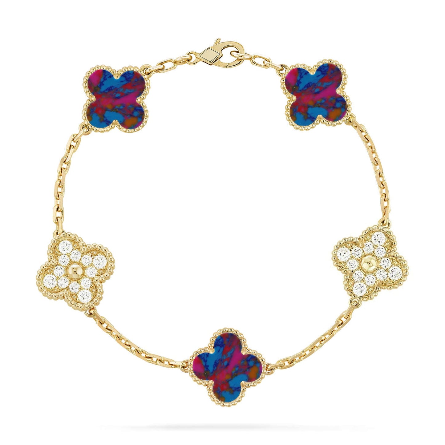 [Polaidi Jewelry]CLOVER 5 MOTIF COLOR GEMSTONES BRACELET COLLECTION