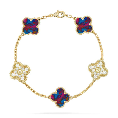 [Polaidi Jewelry]CLOVER 5 MOTIF COLOR GEMSTONES BRACELET COLLECTION