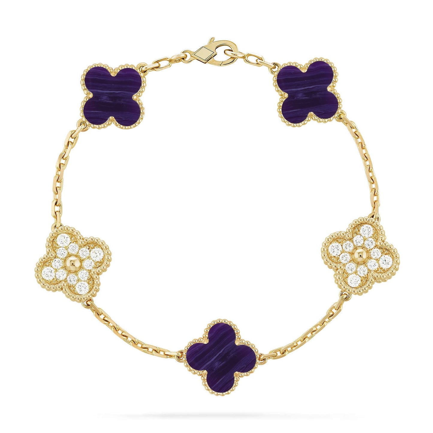 [Polaidi Jewelry]CLOVER 5 MOTIF PURPLE STRIPES BRACELET COLLECTION