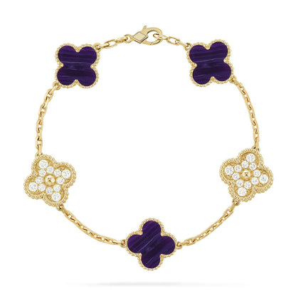 [Polaidi Jewelry]CLOVER 5 MOTIF PURPLE STRIPES BRACELET COLLECTION