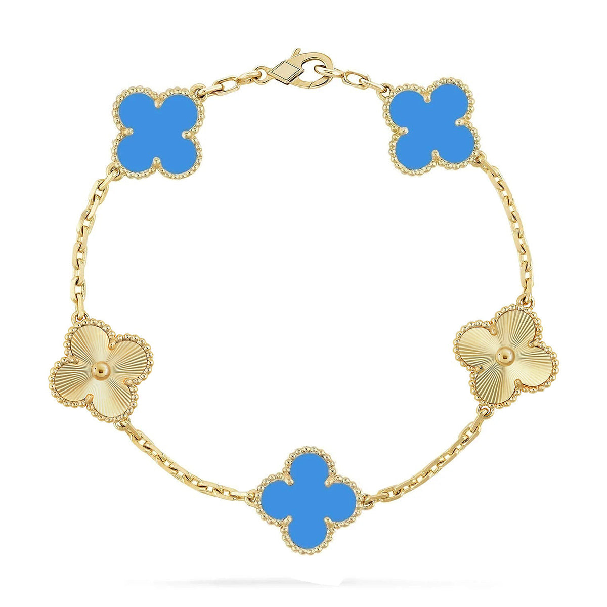 [Polaidi Jewelry] クローバー5モチーフ ブルーアゲート ブレスレット コレクション