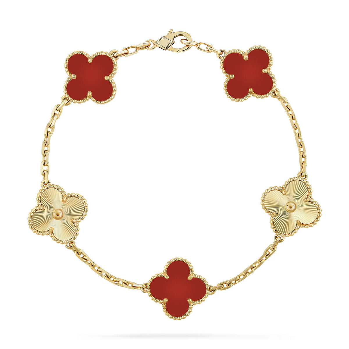 [Polaidi Jewelry] CLOVER 5 MOTIF RED CORNELIAN BRACELET COLLECTION