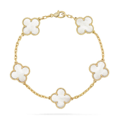 [：Polaidi Jewelry]CLOVER  5 MOTIF WHITE MOP BRACELET