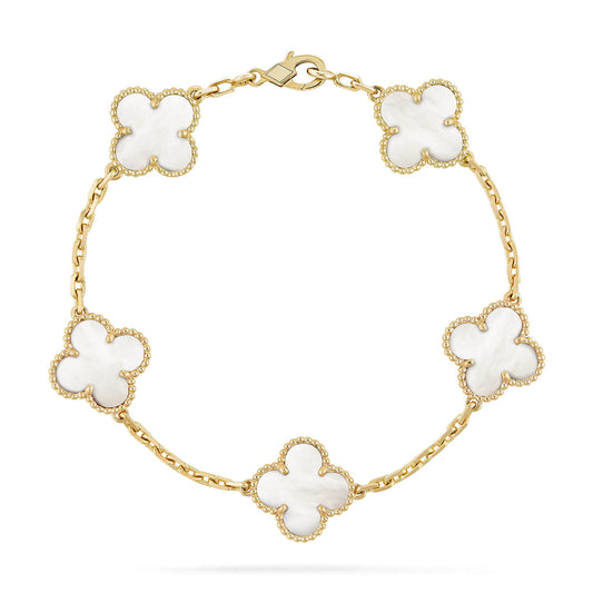 [：Polaidi Jewelry]CLOVER  5 MOTIF WHITE MOP BRACELET