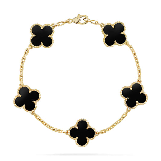 [：Polaidi Jewelry]CLOVER  5 MOTIFS BLACK ONYX BRACELET