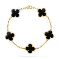 [Perlaura Jewelry ]CLOVER  5 MOTIFS BLACK ONYX BRACELET